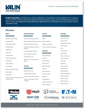 Valin Filtration Line Card 2023