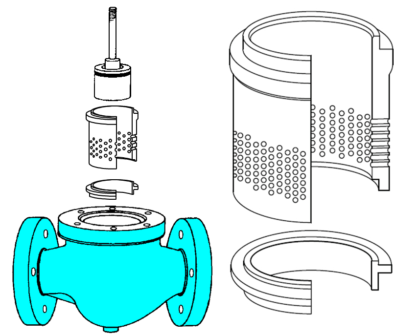 Figure 2. Implementation of flow division in a globe control valve.